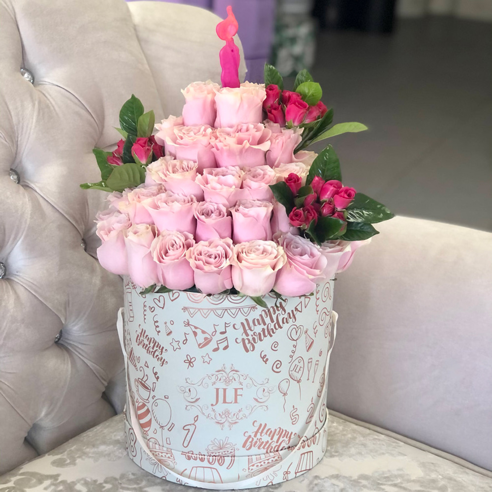 JLF Floral Cake in White Birthday Box