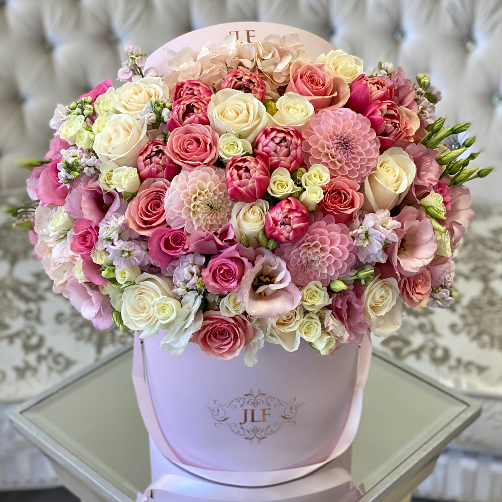 Pink-Full with White Roses