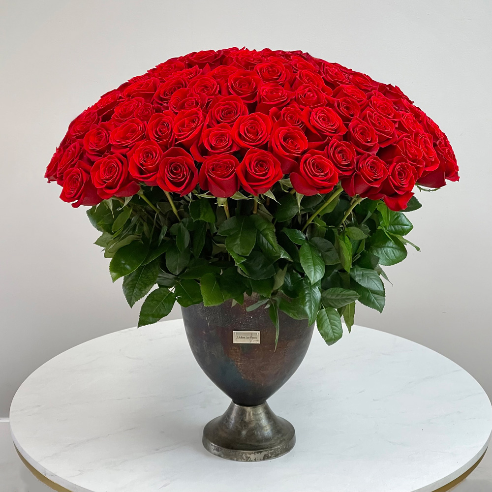120 Signature Roses in Metallic Vase