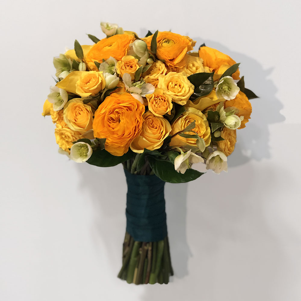 Yellow Ranunculus and Rose Bouquet