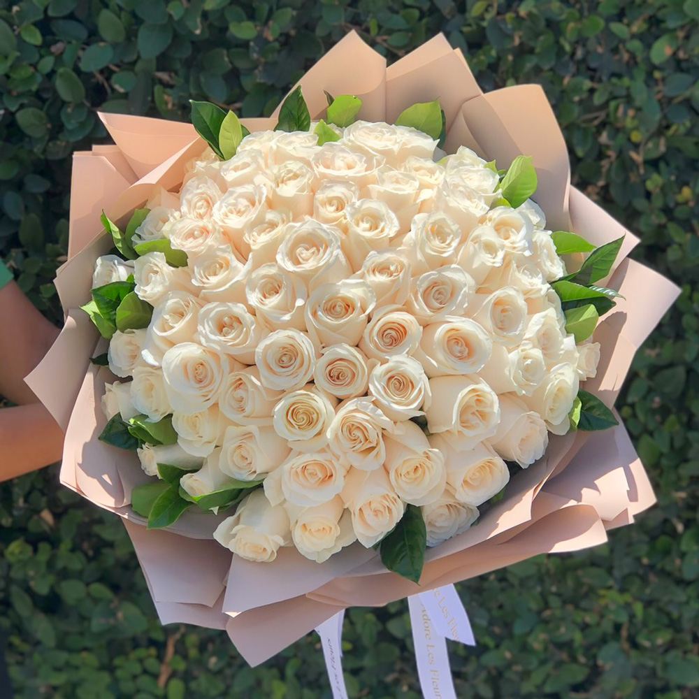 Timeless Elegance White Rose Hand-Tied Bouquet