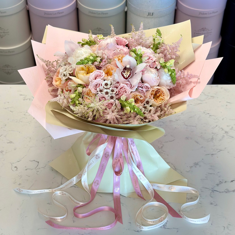 Premium Pastel Blossoms Hand-Tied Bouquet