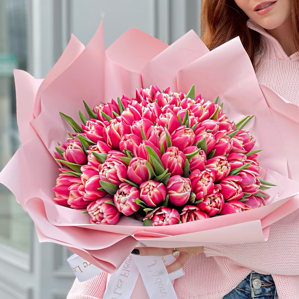 Coral Tulips Hand-Tied Bouquet