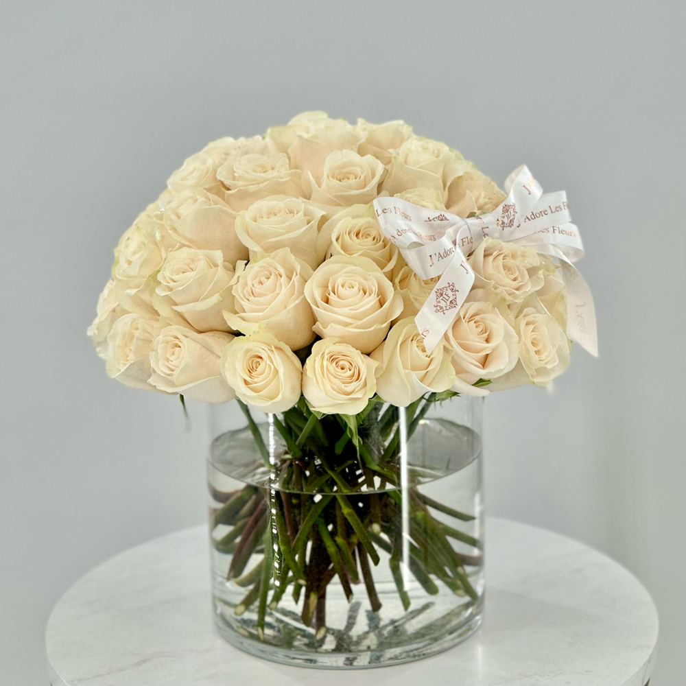 Clean and Classic White Roses in a Vase
