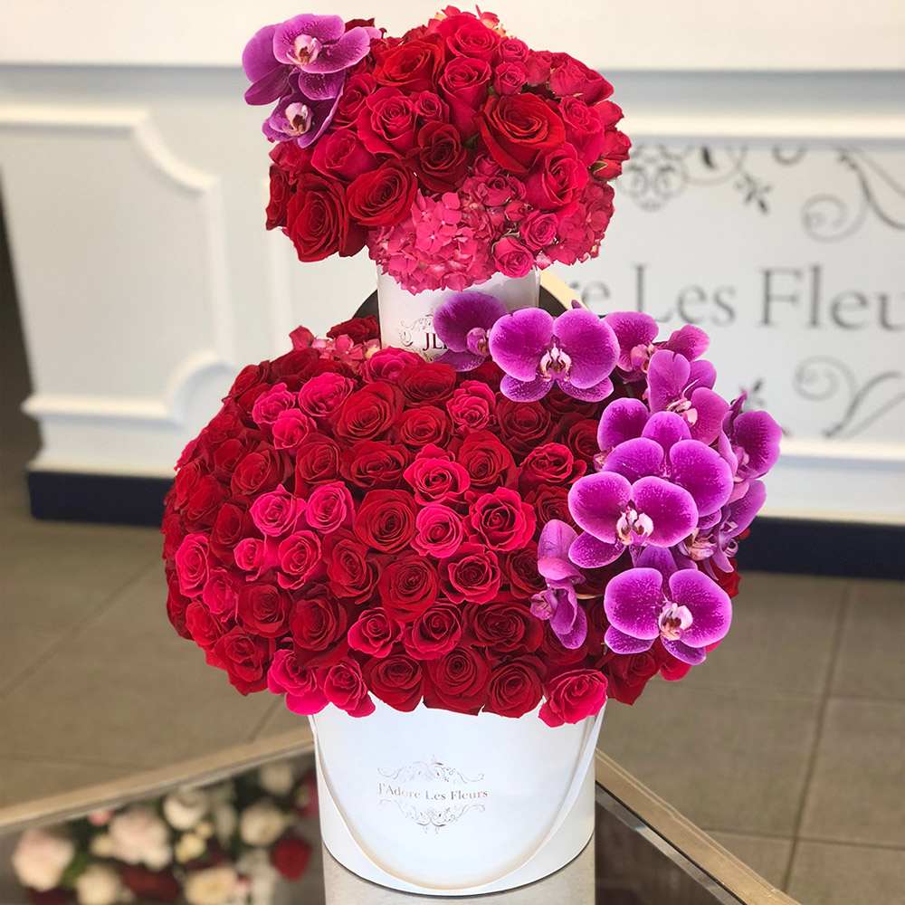 Two Tier Roses with Orchids