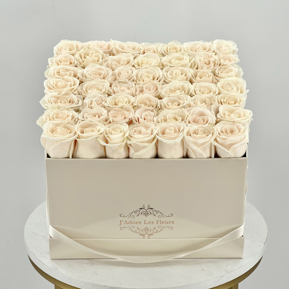 Yelena White Roses in Large Square Box