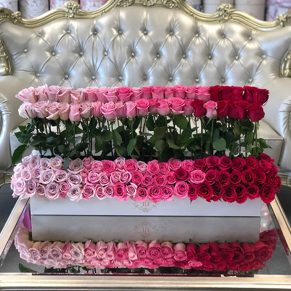 Signature Standing Ombrè Roses In Rectangle Box