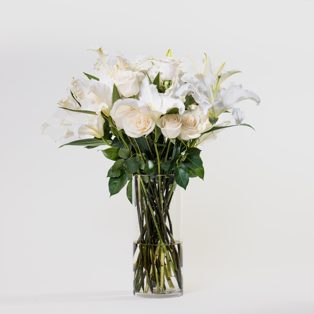 Simply White Lilies and Roses