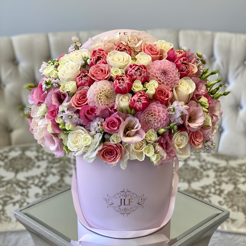 Pink-Full with White Roses
