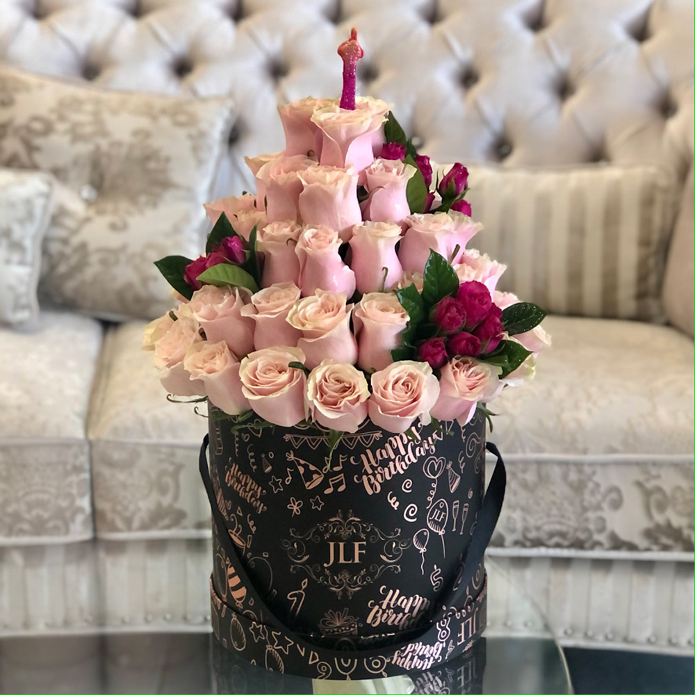 JLF Floral Cake in Black Birthday Box