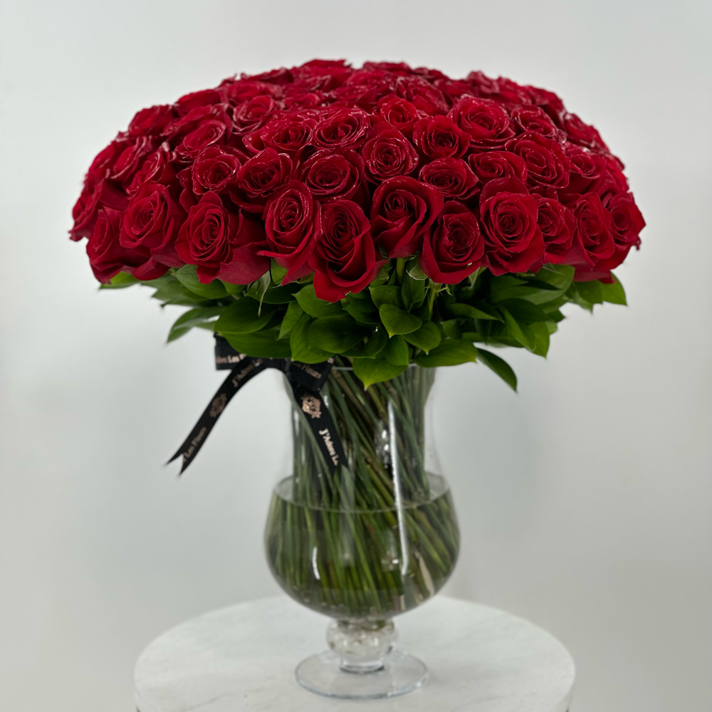 100 JLF Signature Roses in a Vase