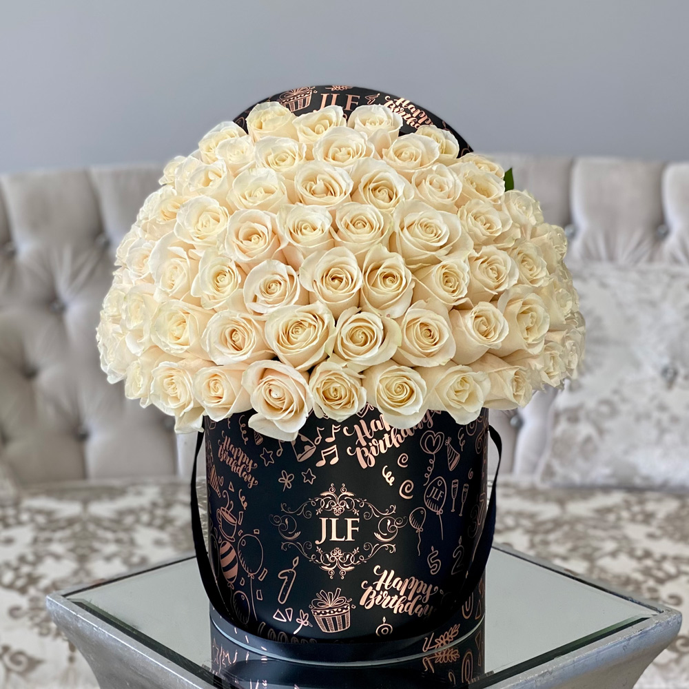 JLF Signature White Rose Birthday Box