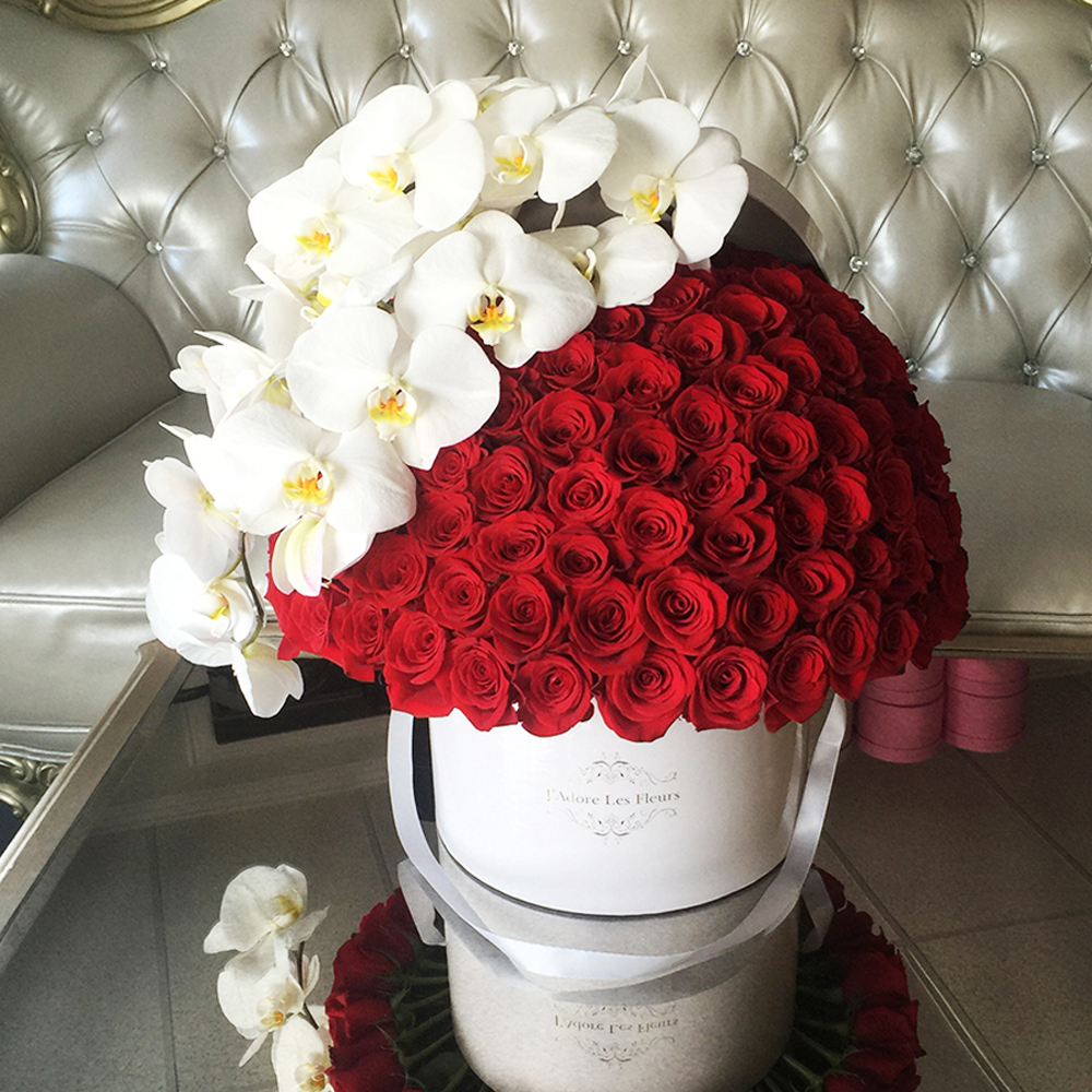 J'Adore Signature Red Roses With Orchids