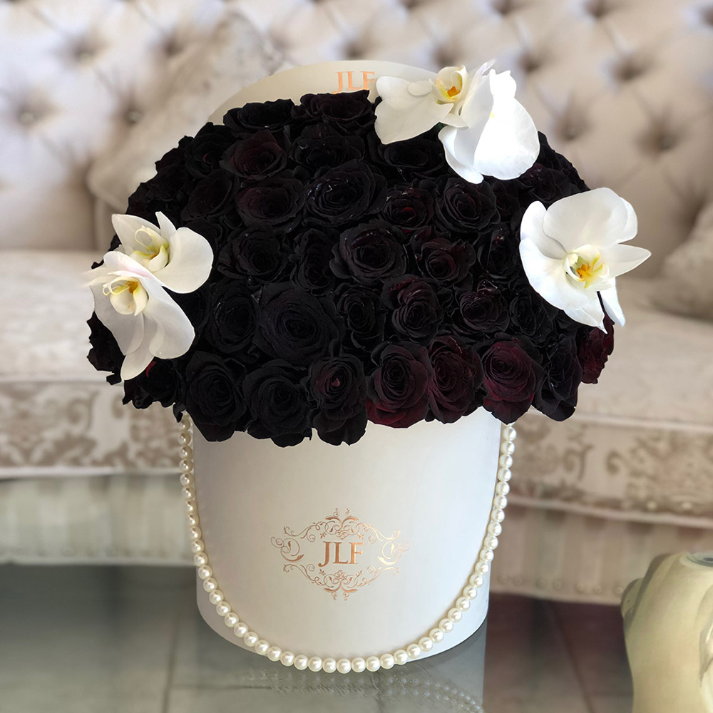 Signature Black Roses With Orchids