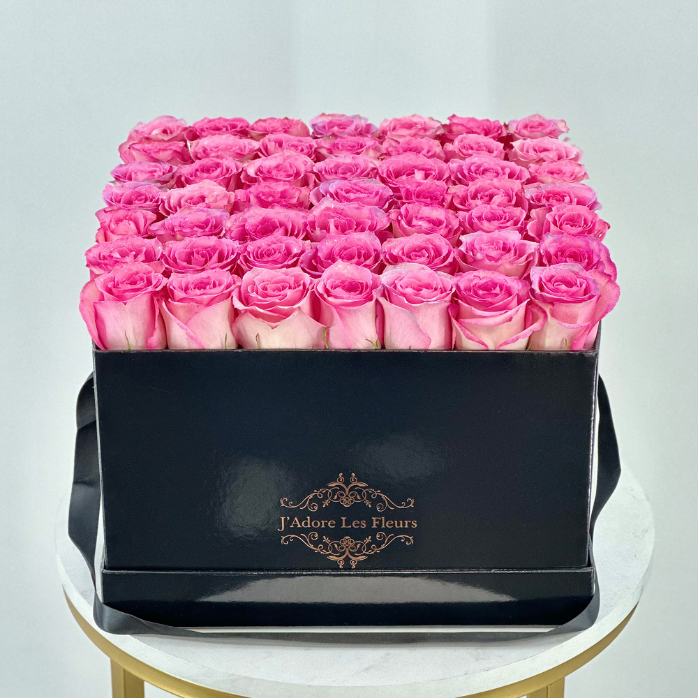 Yelena Pink Rose In Large Square Box
