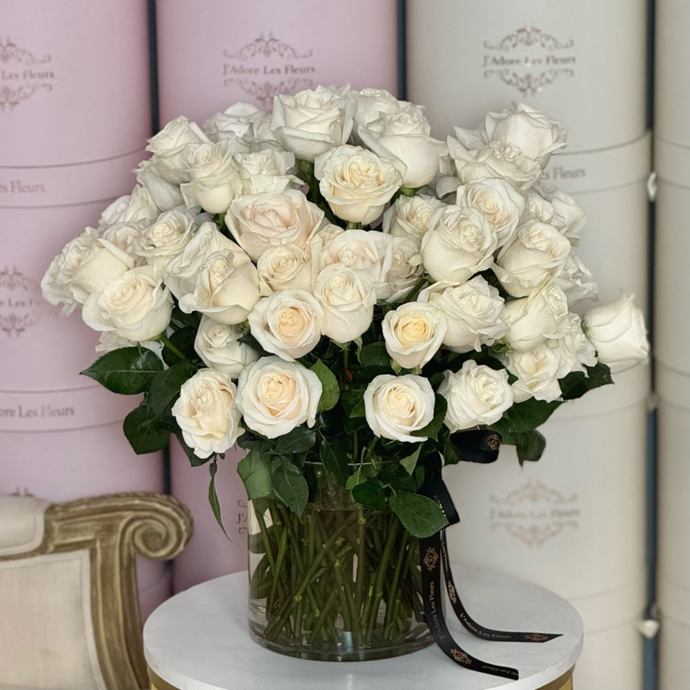 Classic Roses in a Glass Vase