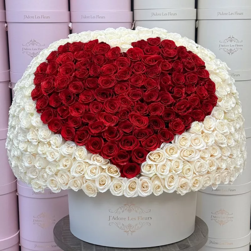 Jadore Signature Heart  300 Rose Box