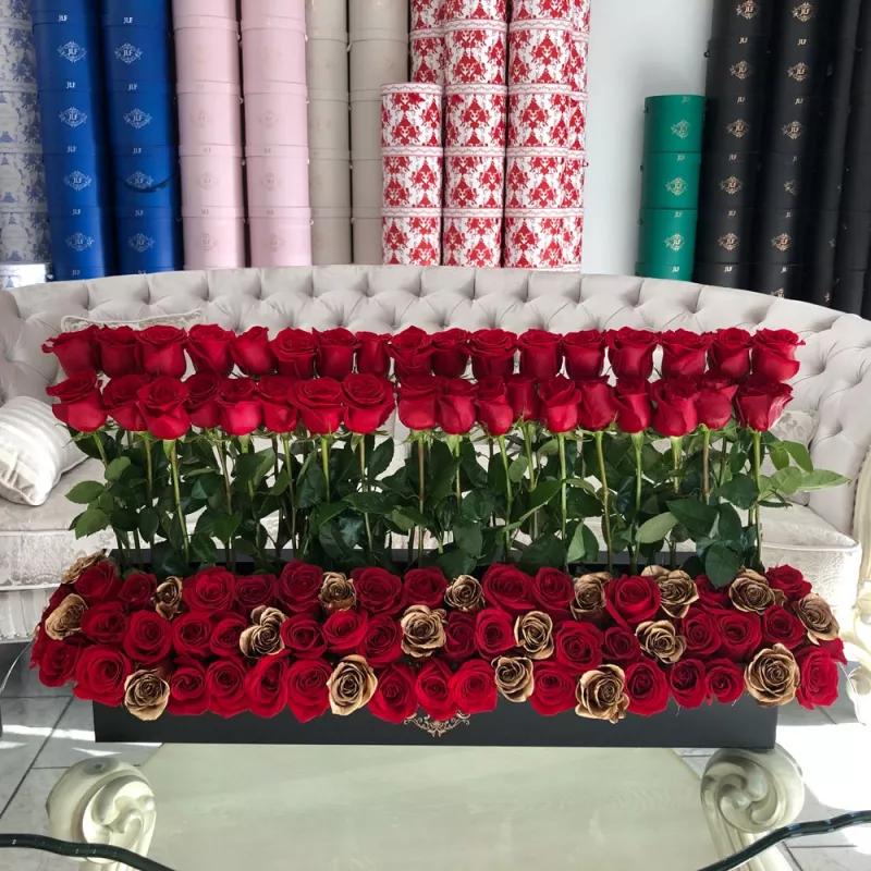 Standing Red & Gold Roses - JLF Los Angeles