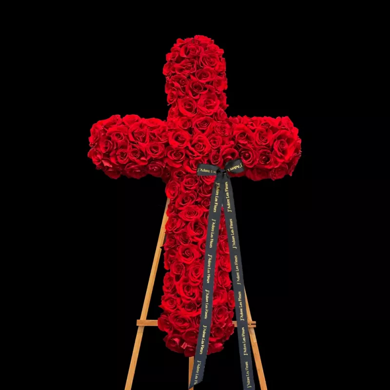 Jadore Red Rose Standing Cross JLF Sympathy