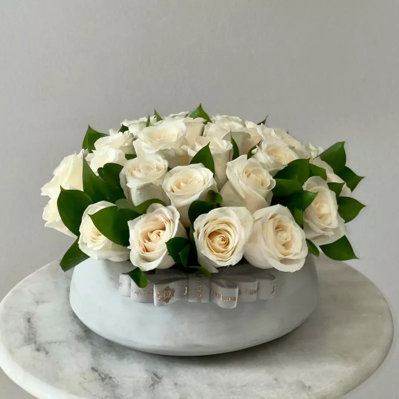 Jadore White Roses in a Ceramic Vase