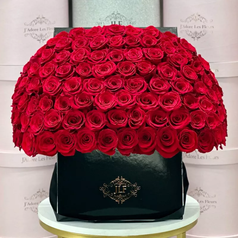Jadore 100 Red Roses in a Square Box