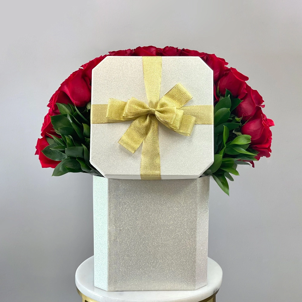 Signature Red Roses in Elegance Glitter Box