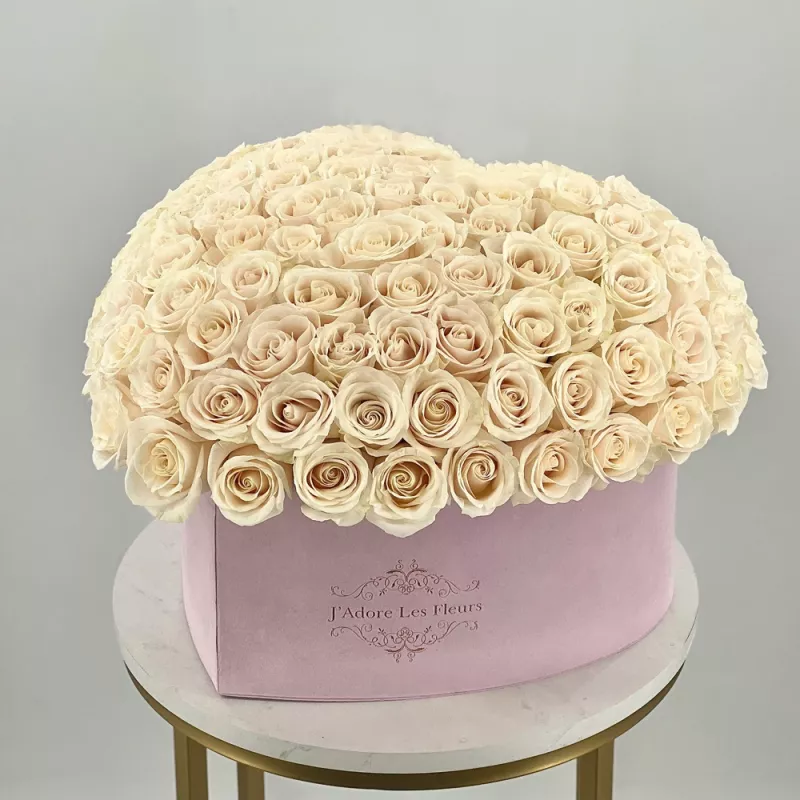 Jadore 100 JLF Roses in Pink Heart Box