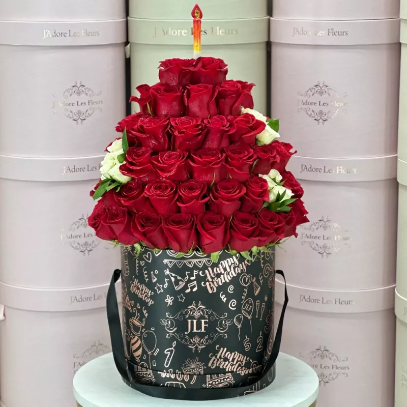 Jadore Red Birthday Floral Cake