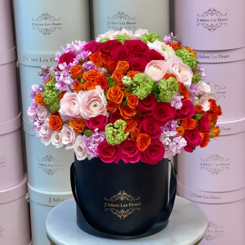 JLF Standing Roses Rattan Basket - JLF Los Angeles Florist
