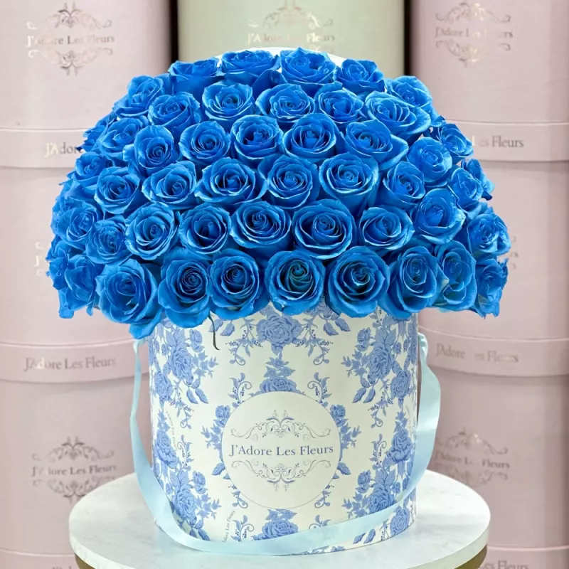 Jadore Signature Sky Blue Dyed Rose Box