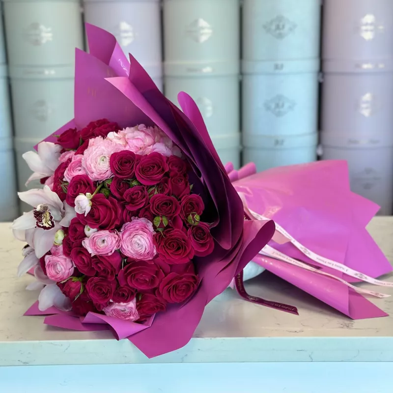 Jadore Vibrant Fuchsia Dreams Hand-Tied Bouquet
