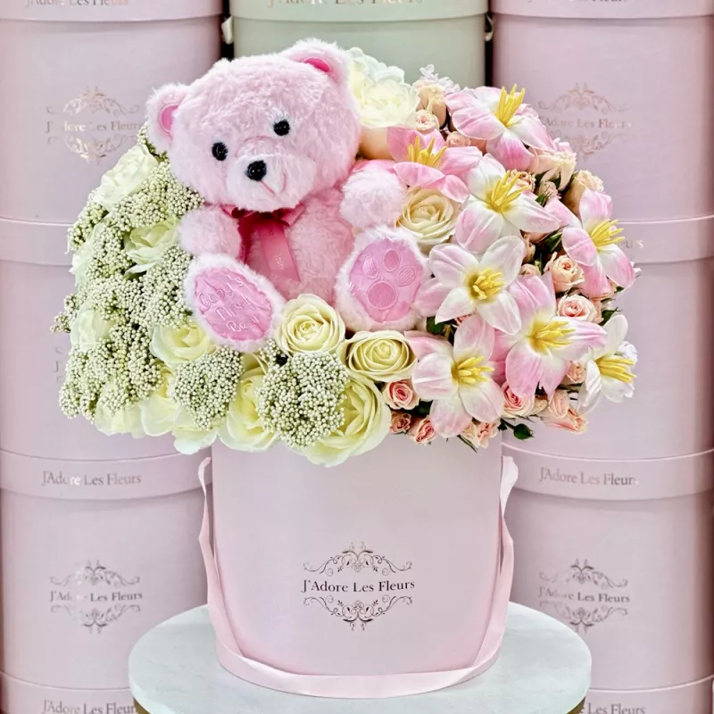 Jadore New Baby Pink Teddy Bear Fleurs