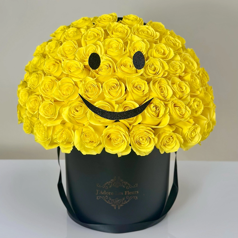 Smiley Face Emoji with Roses