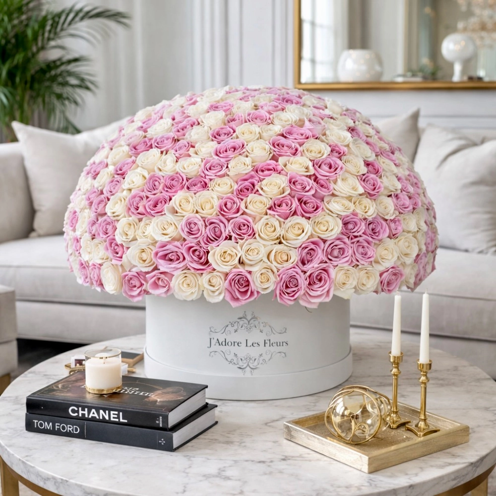 The 500 Rose Grandiose in Pink and White