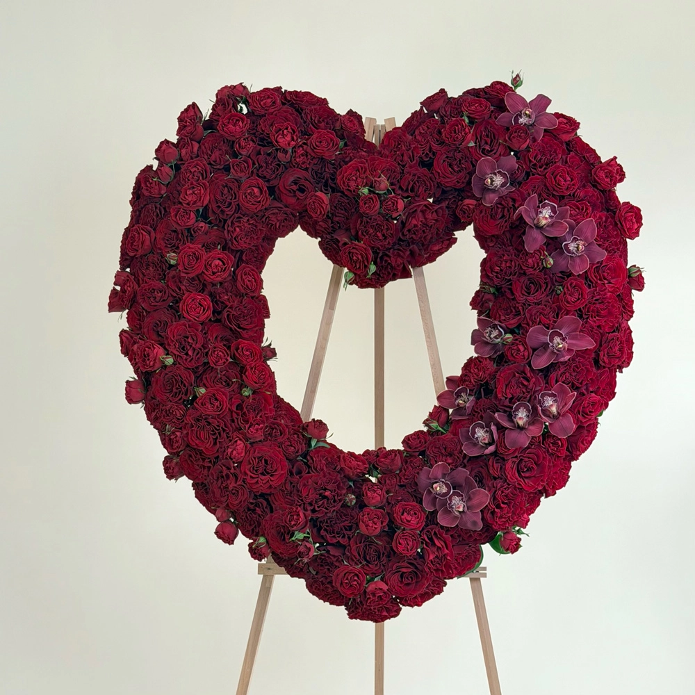 A Heart of Roses Sympathy Spray